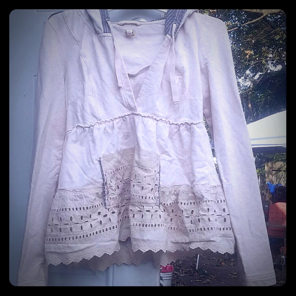 Free people cream hoodie